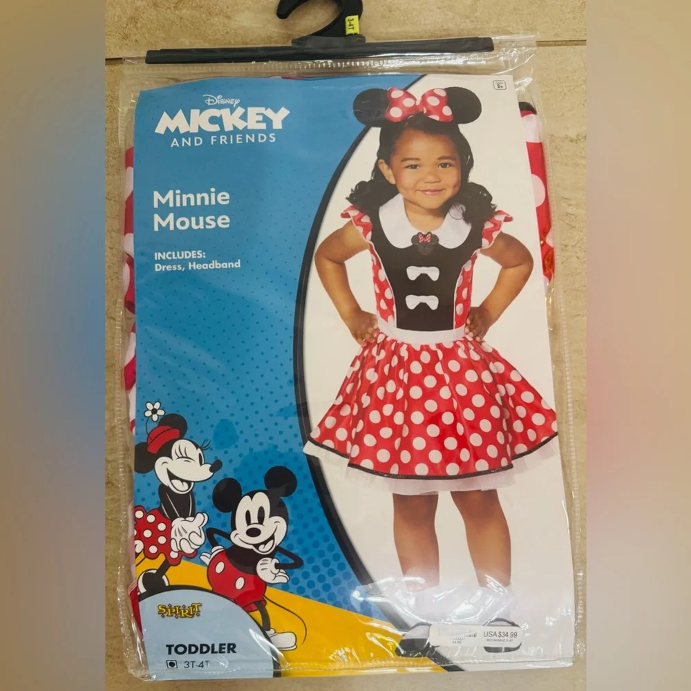 Disney Toddler Minnie Mouse Red Dress and Disney Minnie Mouse Bucket